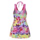 Cosy Push Up Printing Siamese Swimsuit Underwire Backless Thin Gather Swimdresses