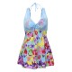 Cosy Push Up Printing Siamese Swimsuit Underwire Backless Thin Gather Swimdresses