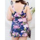 Cosy Stretchy Flower Printing Backless Wireless Sleeveless One Piece Swimdresses