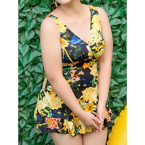Cosy Stretchy Flower Printing Backless Wireless Sleeveless One Piece Swimdresses Cosy Stretchy Flower Printing Backless Wireless Sleeveless One Piece Swimdresses