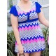 Cosy Wave Printing Ruffle Wireless Short Sleeves Swimdress With Boyshort