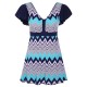 Cosy Wave Printing Ruffle Wireless Short Sleeves Swimdress With Boyshort Cosy Wave Printing Ruffle Wireless Short Sleeves Swimdress With Boyshort