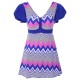 Cosy Wave Printing Ruffle Wireless Short Sleeves Swimdress With Boyshort