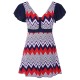 Cosy Wave Printing Ruffle Wireless Short Sleeves Swimdress With Boyshort Cosy Wave Printing Ruffle Wireless Short Sleeves Swimdress With Boyshort