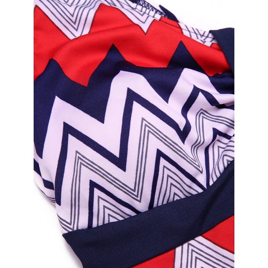 Cosy Wave Printing Ruffle Wireless Short Sleeves Swimdress With Boyshort Cosy Wave Printing Ruffle Wireless Short Sleeves Swimdress With Boyshort