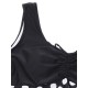 Plus Size Women Sexy Printed Fold Swimsuit U Neck Bikini