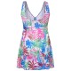 Women Cosy Deep V Backless Floral Printed Wire Free Stretchy Swimdress
