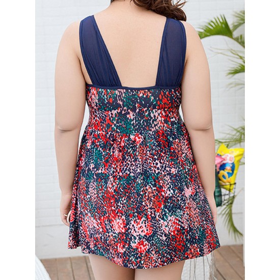 Women Cosy Flirty Colorful Printing Backless Wireless Sleeveless Breathable Swimdresses