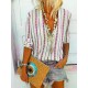 Bohemian Stripe V-ringa långärmad dam Casual Blouse Bohemian Stripe V-ringa långärmad dam Casual Blouse