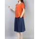 Casual Loose Embroidered O-Neck Short Sleeve Blouse for Women