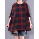 Casual Loose Plaid Long Sleeve Women Pleated Blouse