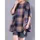 Casual Loose Plaid Long Sleeve Women Pleated Blouse
