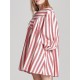 Casual Loose Women Boho Puff Sleeve Striped Print A-Line Mini Dress with Pocket Casual Loose Women Boho Puff Sleeve Striped Print A-Line Mini Dress with Pocket