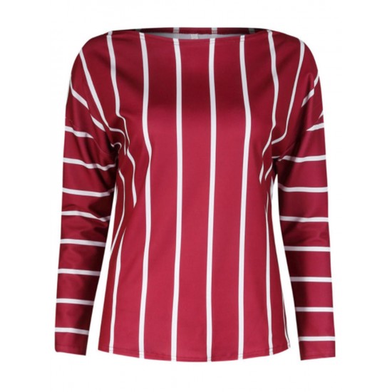 Casual Loose Women Striped 3/4 Sleeve Crew Neck Blouse Casual Loose Women Striped 3/4 Sleeve Crew Neck Blouse