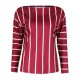 Casual Loose Women Striped 3/4 Sleeve Crew Neck Blouse