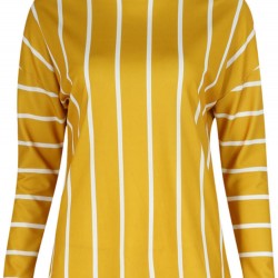 Casual Loose Women Striped 3/4 Sleeve Crew Neck Blouse