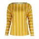 Casual Loose Women Striped 3/4 Sleeve Crew Neck Blouse