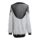 Casual Sheer Mesh Back See Through Long Sleeve Blouse Plus Size