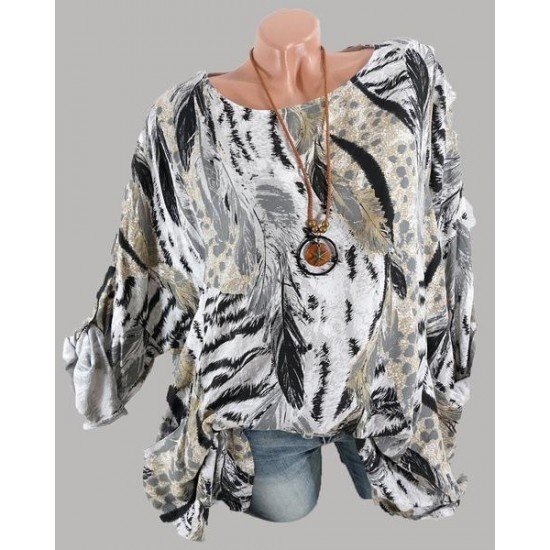 Casual Women Art Print 3/4 Sleeve Blouse Casual Women Art Print 3/4 Sleeve Blouse