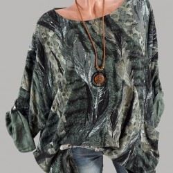 Casual Women Art Print 3/4 Sleeve Blouse