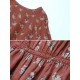 Casual Women Cotton Linen Floral Print High Low Hem Long Sleeve Blouse