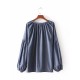 Casual Women Cotton Loose Long Sleeve O-Neck Blouse Casual Women Cotton Loose Long Sleeve O-Neck Blouse