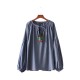 Casual Women Cotton Loose Long Sleeve O-Neck Blouse Casual Women Cotton Loose Long Sleeve O-Neck Blouse