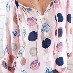 Casual Women Dots Printed Adjustable Long Sleeve Blouse