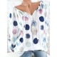 Casual Women Dots Printed Adjustable Long Sleeve Blouse