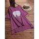 Casual Women Elephant Latter Print Irregular Short Sleeve Blouse