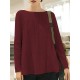Women Casual Crew Neck Long Sleeve Solid Blouse