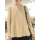 Women Casual Crew Neck Long Sleeve Solid Blouse