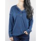 Autumn Winter Long Sleeve Patchwork Buttons Loose Casual T-shirts Autumn Winter Long Sleeve Patchwork Buttons Loose Casual T-shirts