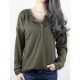 Autumn Winter Long Sleeve Patchwork Buttons Loose Casual T-shirts