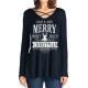 Casual Women Christmas Letter Print Front Cross Crew Neck Long Sleeve T-Shirts