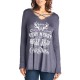 Casual Women Christmas Letter Print Front Cross Crew Neck Long Sleeve T-Shirts
