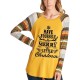 Casual Women Christmas Letter Print Striped Patchwork T-Shirts