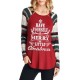 Casual Women Christmas Letter Print Striped Patchwork T-Shirts