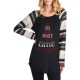 Casual Women Christmas Letter Print Striped Patchwork T-Shirts