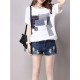 Casual Women Cotton Linen Short Sleeve O-Neck Tops