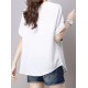 Casual Women Cotton Linen Short Sleeve O-Neck Tops