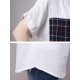 Casual Women Cotton Linen Short Sleeve O-Neck Tops