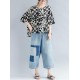 Casual Women Loose Cotton Print Geometric Pattern Round Neck Short Sleeve T-Shirts Casual Women Loose Cotton Print Geometric Pattern Round Neck Short Sleeve T-Shirts