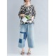 Casual Women Loose Cotton Print Geometric Pattern Round Neck Short Sleeve T-Shirts Casual Women Loose Cotton Print Geometric Pattern Round Neck Short Sleeve T-Shirts