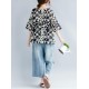 Casual Women Loose Cotton Print Geometric Pattern Round Neck Short Sleeve T-Shirts Casual Women Loose Cotton Print Geometric Pattern Round Neck Short Sleeve T-Shirts