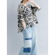 Casual Women Loose Cotton Print Geometric Pattern Round Neck Short Sleeve T-Shirts Casual Women Loose Cotton Print Geometric Pattern Round Neck Short Sleeve T-Shirts