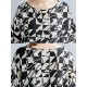 Casual Women Loose Cotton Print Geometric Pattern Round Neck Short Sleeve T-Shirts