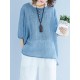 Casual Women Loose Half Sleeve Irregular Hem Shirts