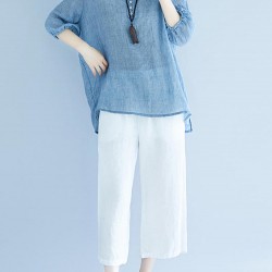 Casual Women Loose Half Sleeve Irregular Hem Shirts