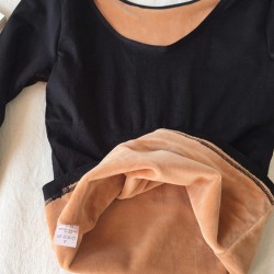 Casual Women O-neck Fleece Thicken Warm Winter Tops